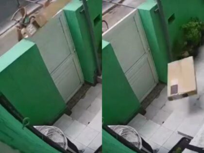 Kurir Lempar Paket Berisi Televisi ke Dalam Rumah (lambeturah.co.id)