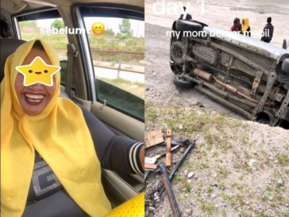 Ibu-ibu Belajar Setir Mobil Berujung Terguling di Banda Aceh (Lambeturah.co.id)