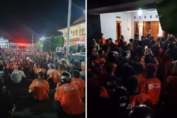 Driver ShopeeFood Dianiaya Customer, Ratusan Ojol Kepung Rumah Pelaku