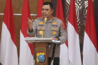 Kapolda Sumut, Irjen Pol Whisnu Hermawan Februanto pada perayaan HUT Bhayangkara ke-79, Selasa (1/7/2025).(istimewa)